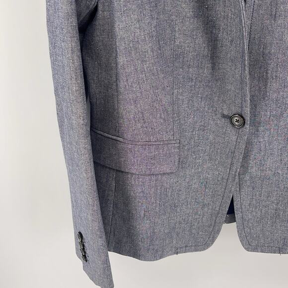 J. Crew Parke blue chambray stretch single button blazer sz 10 - Picture 3 of 7